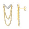 Diamond Chevron Chain Earrings 1/10 ct tw 10K Yellow Gold