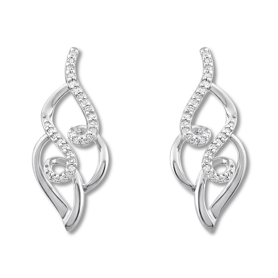 Diamond Swirl Earrings 1/8 ct tw Round-cut Sterling Silver