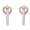Thumbnail Image 1 of Diamond Heart Hoop Earrings 1/20 ct tw Sterling Silver & 10K Rose Gold