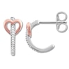 Thumbnail Image 1 of Diamond Heart Hoop Earrings 1/20 ct tw Sterling Silver & 10K Rose Gold