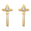 Thumbnail Image 0 of Diamond Cross Hoop Earrings 1/20 ct tw Round 10K Yellow Gold