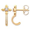 Thumbnail Image 1 of Diamond Cross Hoop Earrings 1/20 ct tw Round 10K Yellow Gold