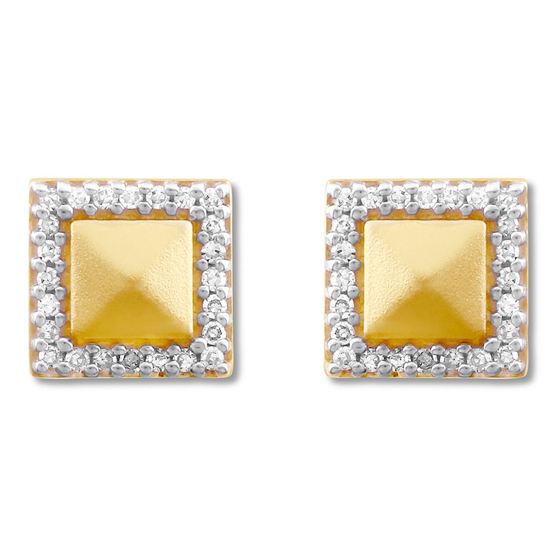 Main Image 1 of Diamond Geometric Earrings 1/15 ct tw Round-cut 10K Yellow Gold