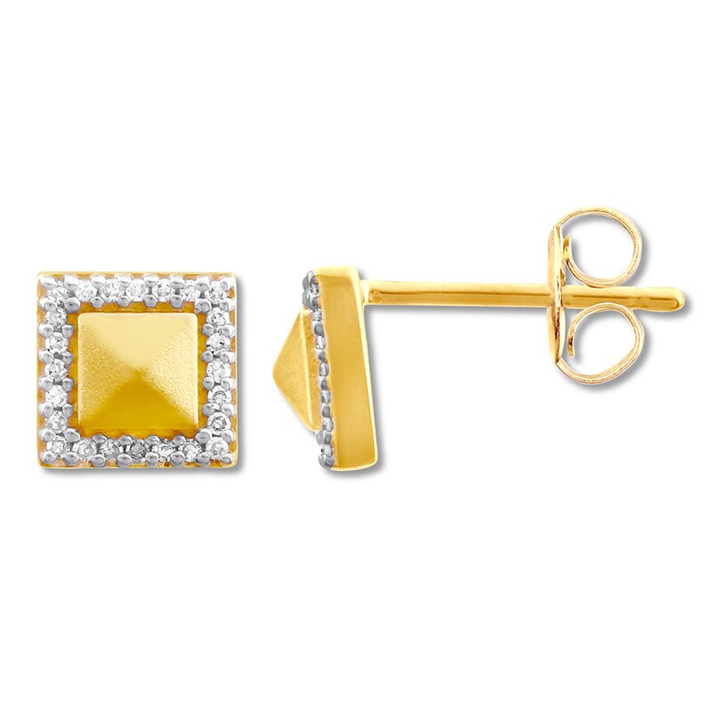 Main Image 2 of Diamond Geometric Earrings 1/15 ct tw Round-cut 10K Yellow Gold