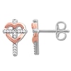 Thumbnail Image 1 of Diamond Cross Heart Earrings 1/20 ct tw 10K Two-Tone Gold