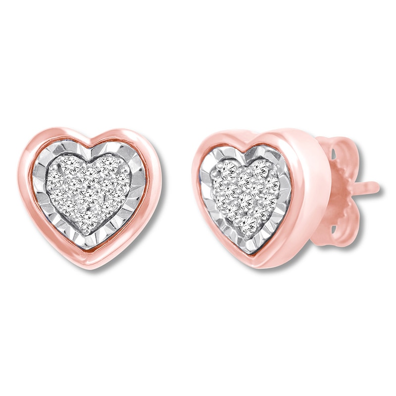 Diamond Heart Earrings 1/15 ct tw Round-cut 10K Two-Tone Gold