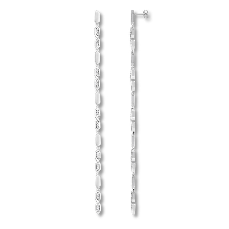 Geometric Drop Earrings 1/4 ct tw Diamonds Sterling Silver