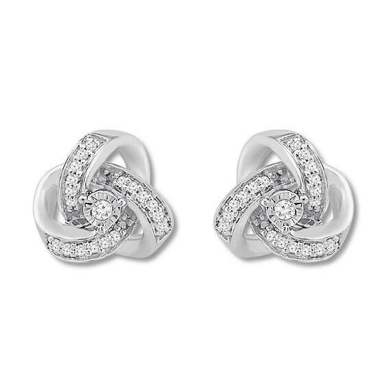 Diamond Knot Earrings 1/15 ct tw Round-cut Sterling Silver | Kay