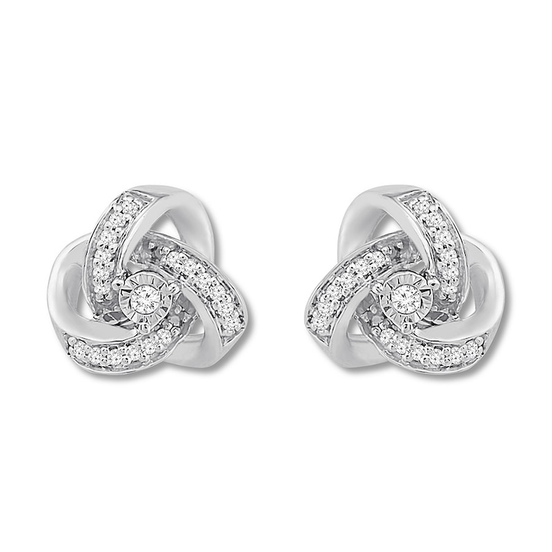Main Image 2 of Diamond Knot Earrings 1/15 ct tw Round-cut Sterling Silver