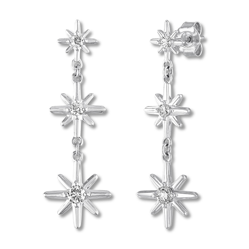 Diamond Star Earrings 3/8 ct tw Round-cut Sterling Silver