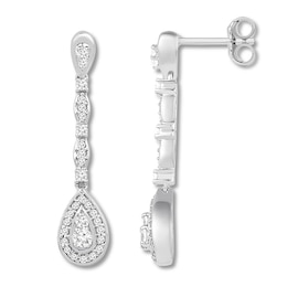 Diamond Teardrop Earrings 3/8 ct tw Round-cut Sterling Silver