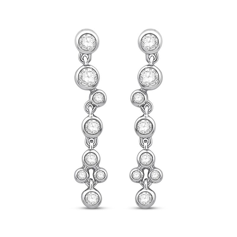 Diamond Earrings 1/3 ct tw Round-cut/Bezel-set 10K White Gold