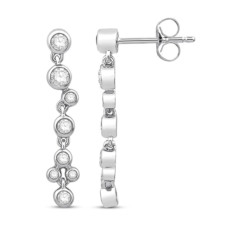 Diamond Earrings 1/3 ct tw Round-cut/Bezel-set 10K White Gold
