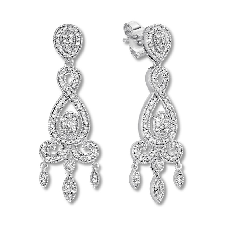 Diamond Chandelier Earrings 1 2 Ct Tw Round Cut Sterling Silver Kay Diamond Chandelier Earrings 1 2 Ct Tw, Sterling Diamond Chandelier Earrings