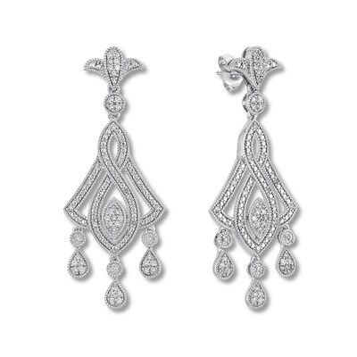 Diamond Chandelier Earrings 1 2 Ct Tw Round Cut Sterling Silver Womens Kay - Sterling Silver And Diamond Chandelier Earrings Diamond Chandelier Earrings 1 2 Ct Tw Round Cut Sterling Silver Womens Kay - Sterling Silver And Diamond Chandelier Earrings