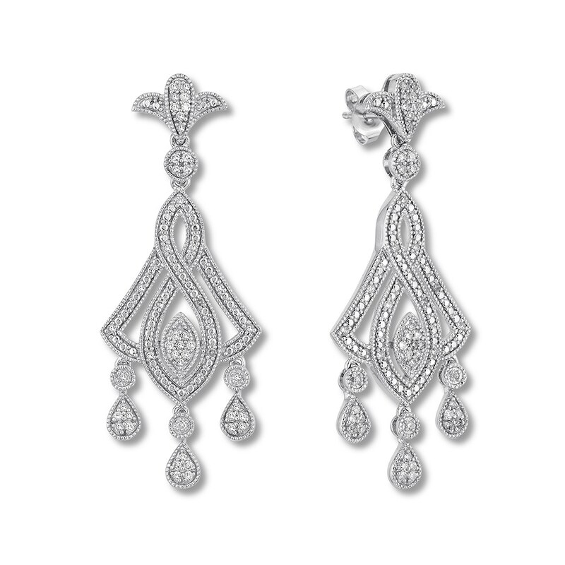 Diamond Chandelier Earrings 1 2 Ct Tw Round Cut Sterling Silver Kay Diamond Chandelier Earrings 1 2 Ct Tw, Sterling Diamond Chandelier Earrings
