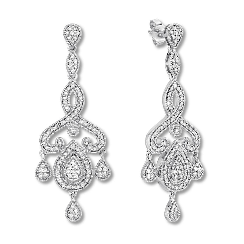 Diamond Chandelier Earrings 1 2 Ct Tw Round Cut Sterling Silver Womens Kay - Sterling Silver And Diamond Chandelier Earrings Diamond Chandelier Earrings 1 2 Ct Tw Round Cut Sterling Silver Womens Kay - Sterling Silver And Diamond Chandelier Earrings