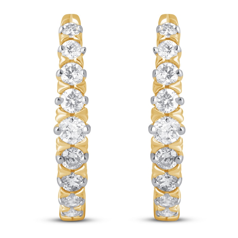 Diamond Hoop Earrings 1/4 ct tw Round-cut 10K Yellow Gold