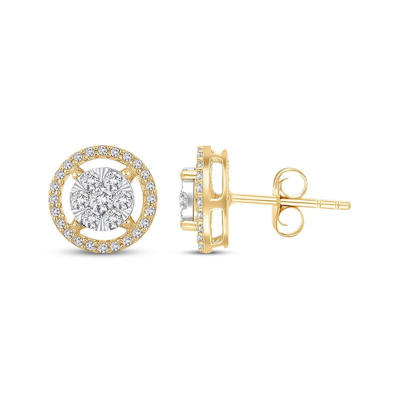 Main Image 1 of Diamond Earrings 1/2 ct tw Round-cut 10K Two-Tone Gold