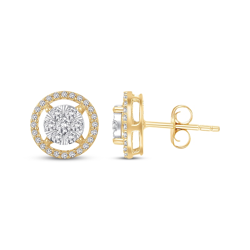 Diamond Earrings 1/2 ct tw Round-cut 10K Two-Tone Gold