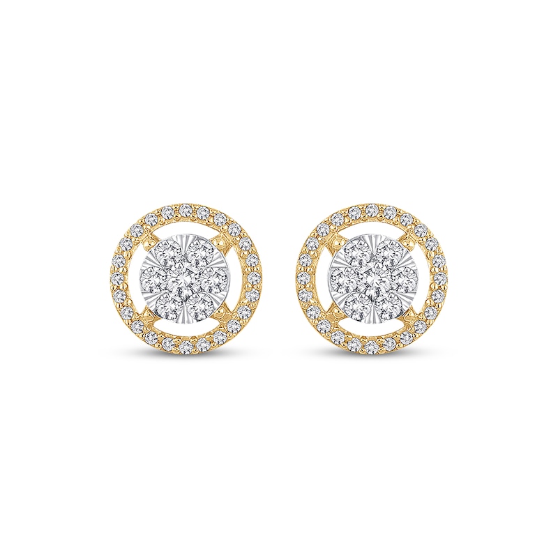 Main Image 2 of Diamond Earrings 1/2 ct tw Round-cut 10K Two-Tone Gold