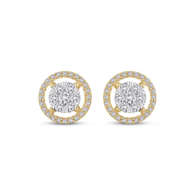 Diamond Earrings 1/2 ct tw Round-cut 10K Two-Tone Gold