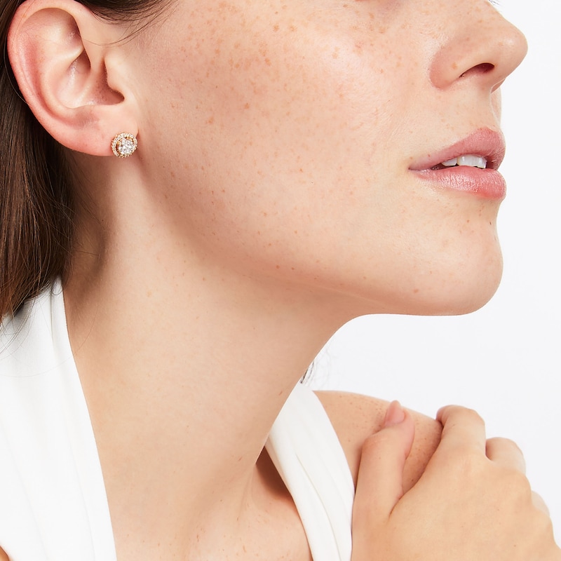 Main Image 3 of Diamond Earrings 1/2 ct tw Round-cut 10K Two-Tone Gold