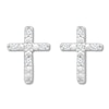 Thumbnail Image 1 of Diamond Cross Earrings 1/20 ct tw Round-cut 10K White Gold