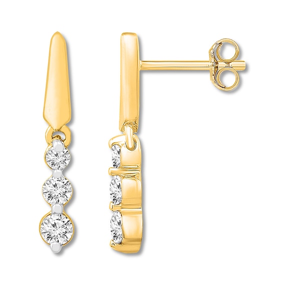 3-Stone Diamond Earrings 1/3 ct tw Round-cut 10K Yellow Gold | Kay
