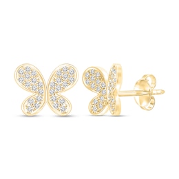 Diamond Butterfly Earrings 1/5 ct tw Round-cut 14K Yellow Gold