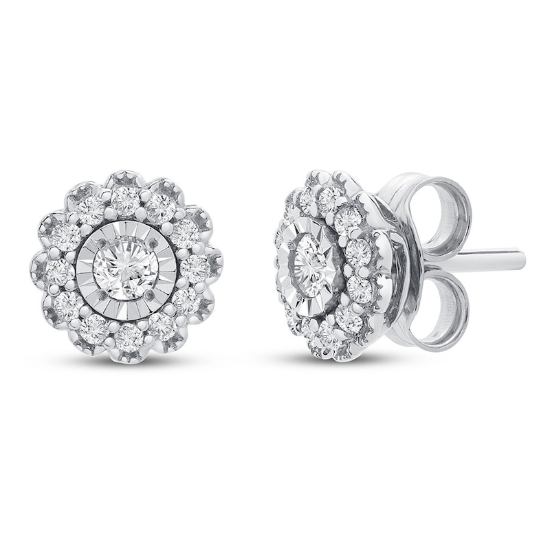 Main Image 1 of Diamond Earrings 1/4 ct tw Round-cut Sterling Silver