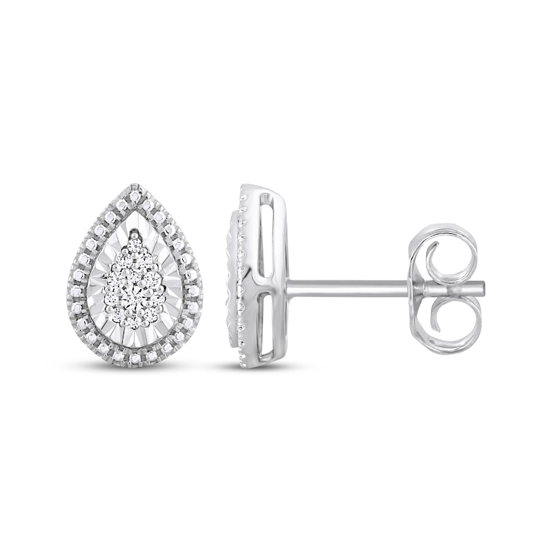 Main Image 1 of Diamond Teardrop Earrings 1/10 ct tw Sterling Silver