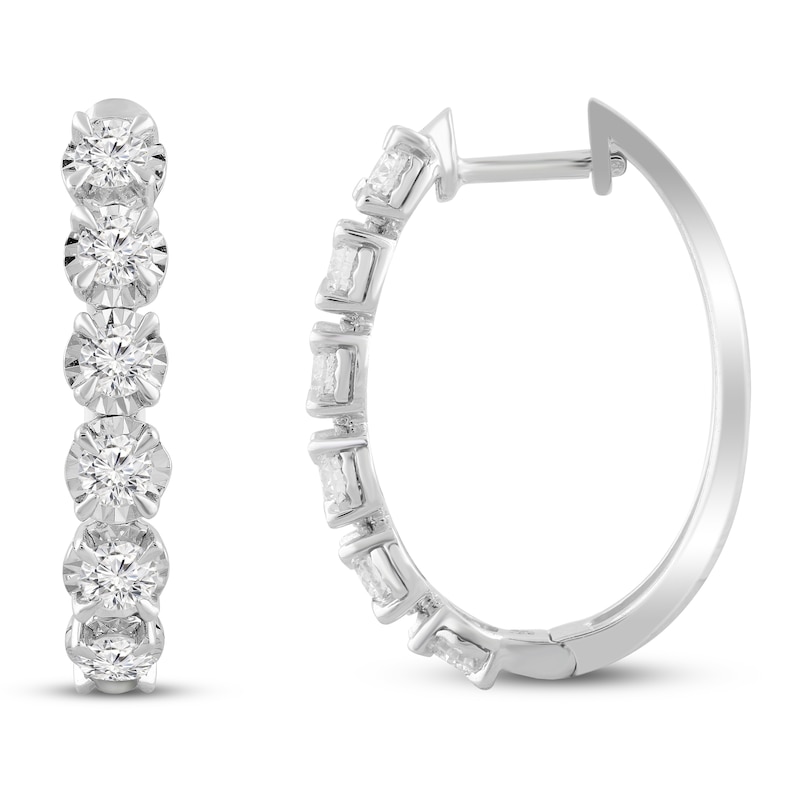 Diamond Hoop Earrings 1 ct tw 10K White Gold