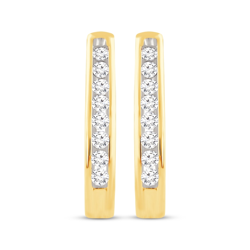 Main Image 2 of Diamond Hoop Earrings 1/4 ct tw 10K Yellow Gold