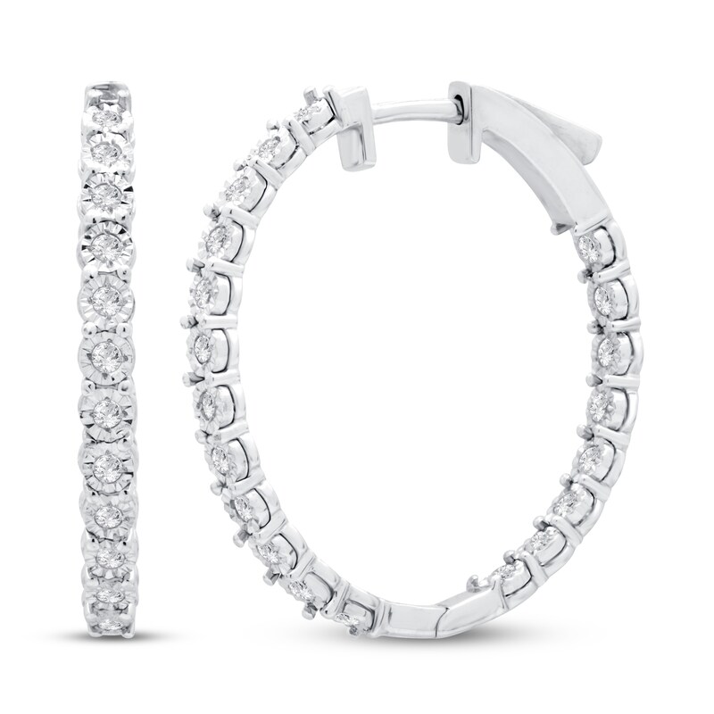 Diamond Hoop Earrings 1/2 ct tw Sterling Silver