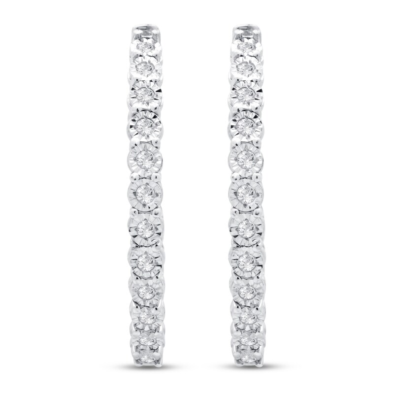 Diamond Hoop Earrings 1/2 ct tw Sterling Silver