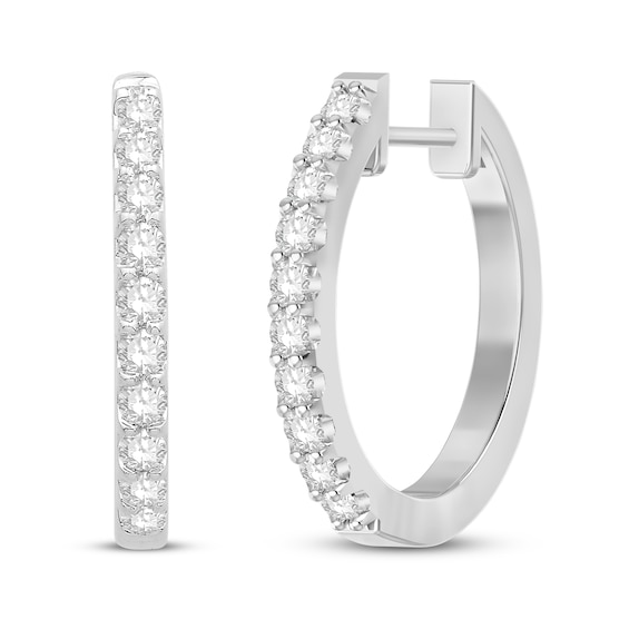 Diamond Hoop Earrings 1/2 ct tw 10K White Gold | Kay
