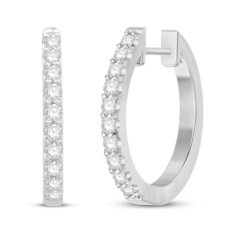 Main Image 1 of Diamond Hoop Earrings 1/2 ct tw 10K White Gold