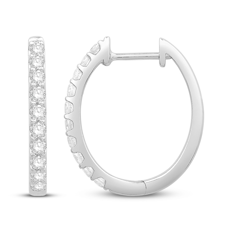 Main Image 2 of Diamond Hoop Earrings 1/2 ct tw 10K White Gold