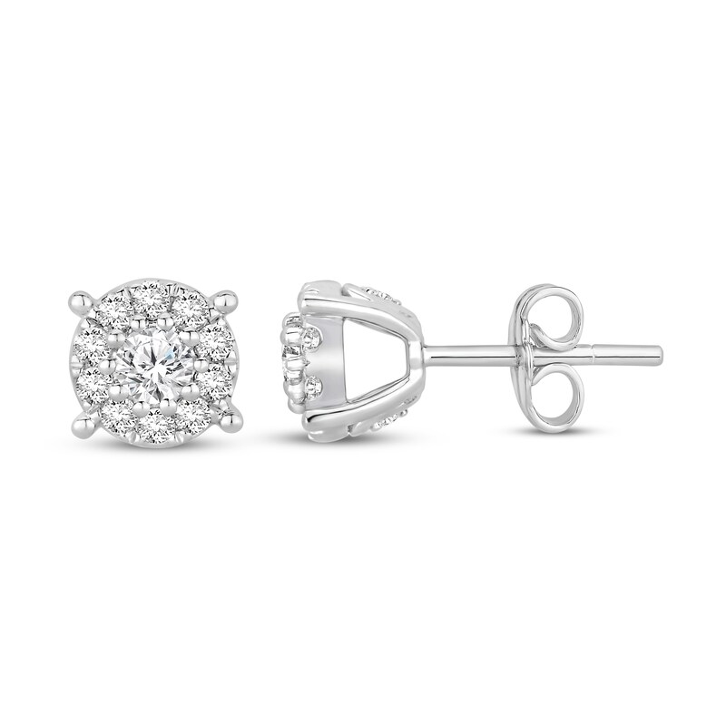 Diamond Stud Earrings 3 4 Ct Tw 10k White Gold Womens Earrings