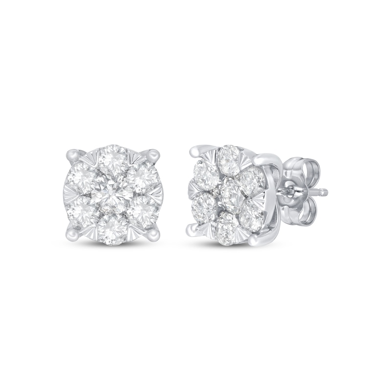 Diamond Fashion Stud Earrings 1 1/2 ct tw 10K White Gold