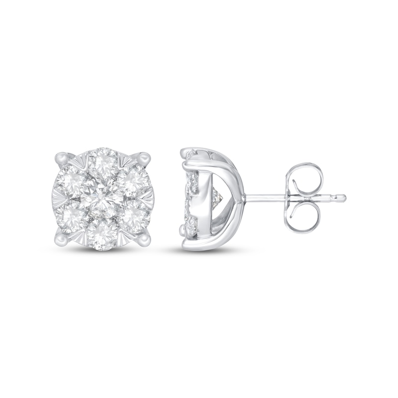Diamond Fashion Stud Earrings 1 1/2 ct tw 10K White Gold