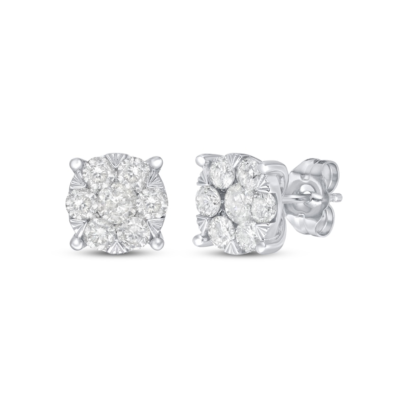 Main Image 1 of Diamond Fashion Stud Earrings 1 ct tw 10K White Gold