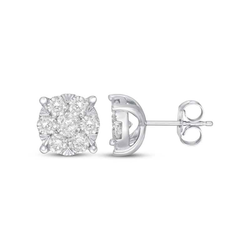Main Image 3 of Diamond Fashion Stud Earrings 1 ct tw 10K White Gold