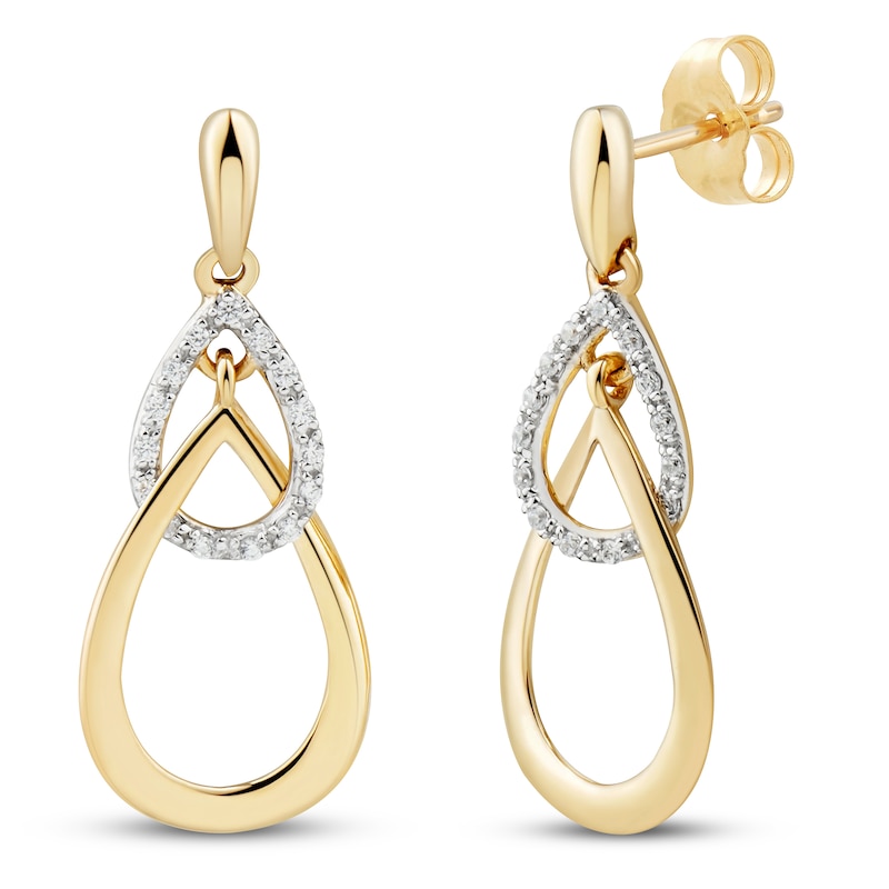 Main Image 1 of Diamond Teardrop Earrings 1/10 ct tw 10K Yellow Gold