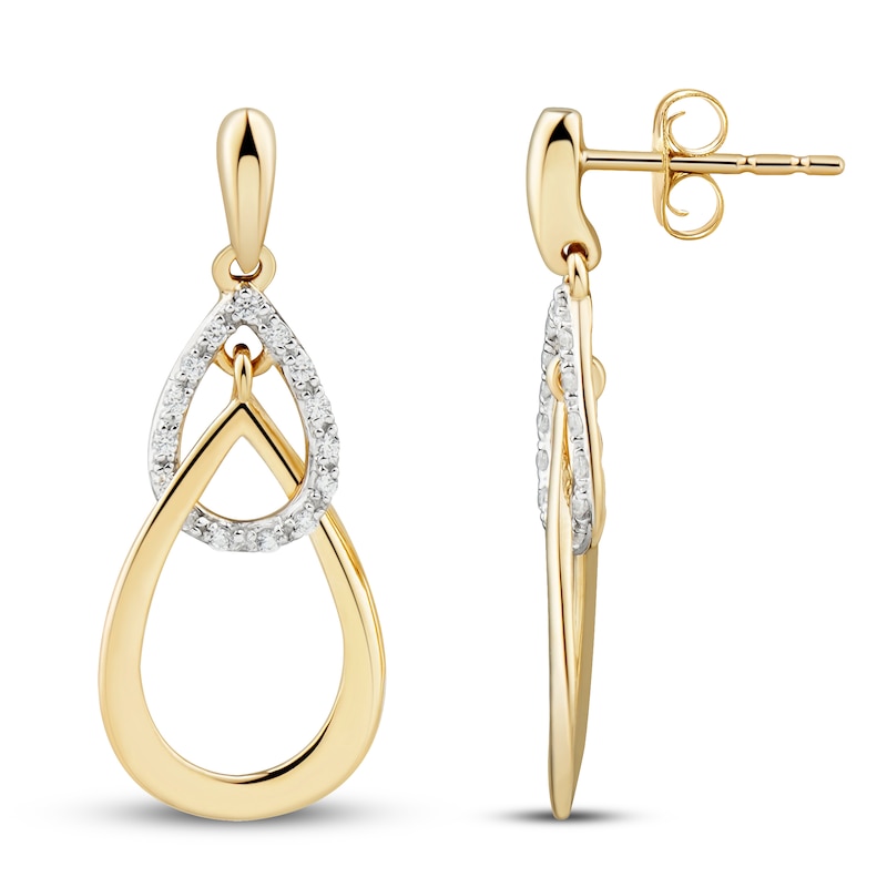 Main Image 2 of Diamond Teardrop Earrings 1/10 ct tw 10K Yellow Gold