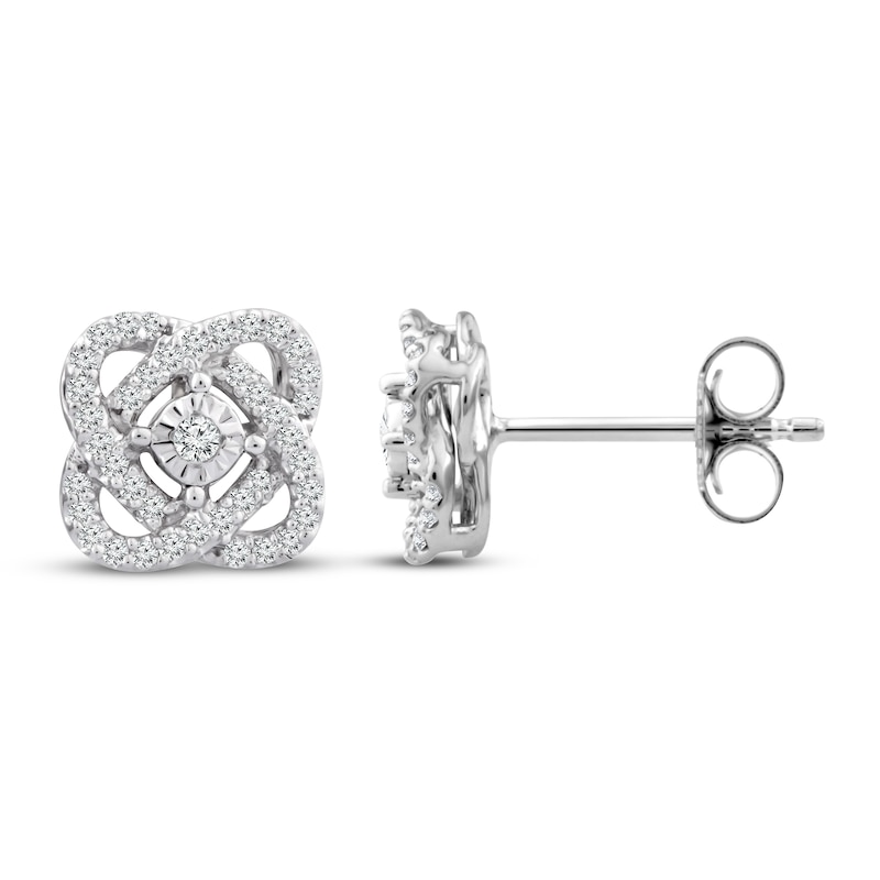 Main Image 1 of Center of Me Diamond Stud Earrings 1/5 ct tw 10K White Gold