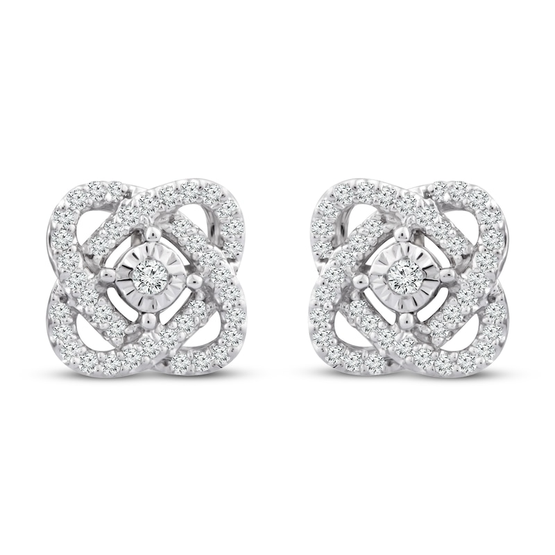 Main Image 2 of Center of Me Diamond Stud Earrings 1/5 ct tw 10K White Gold