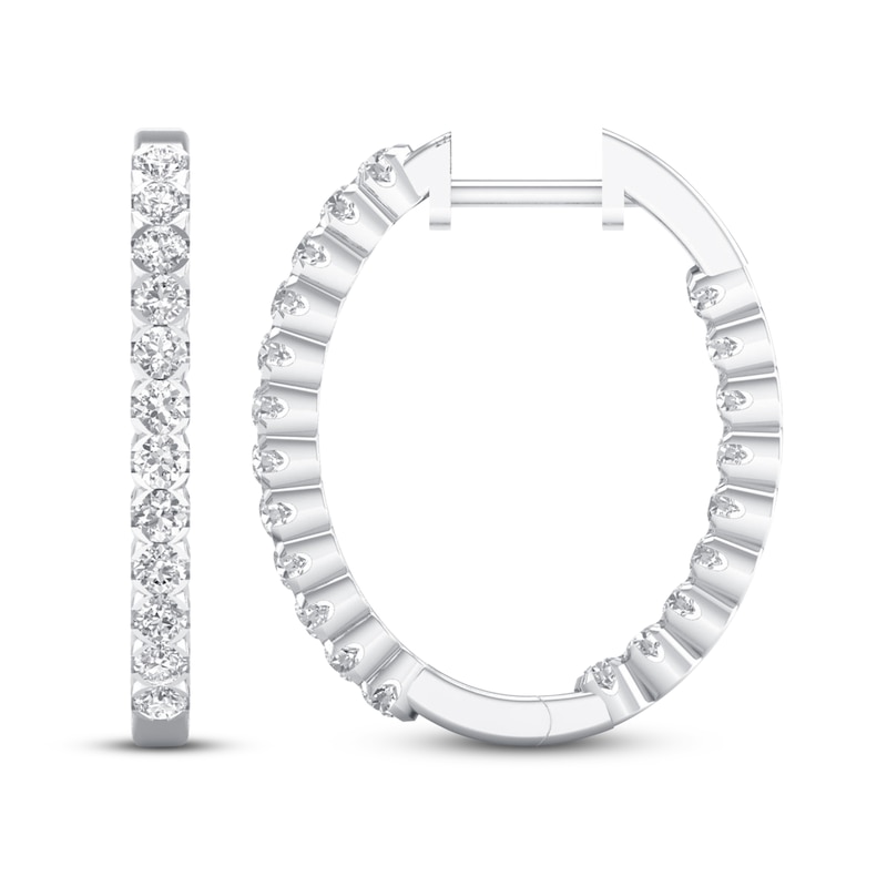 Main Image 1 of KAY Lab-Grown Diamonds Hoop Earrings 1-1/2 ct tw 14K White Gold
