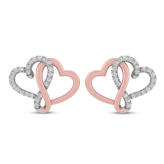Joining Hearts Diamond Earrings 1 4 Ct Tw 10k Rose Gold Sterling Silver Kay Joining Hearts Diamond Earrings 1 4 Ct Tw 10k Rose Gold Sterling Silver Kay